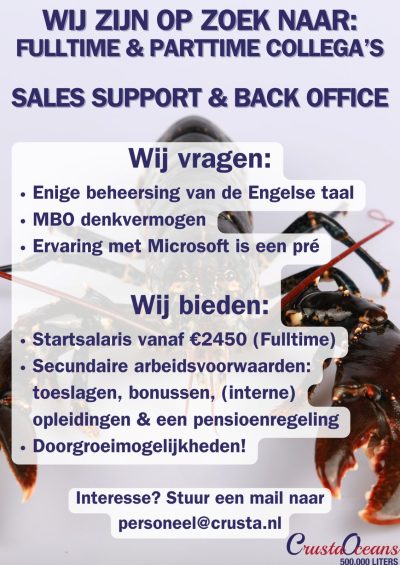 Vacature Crusta Oceans sales & backoffice 2024